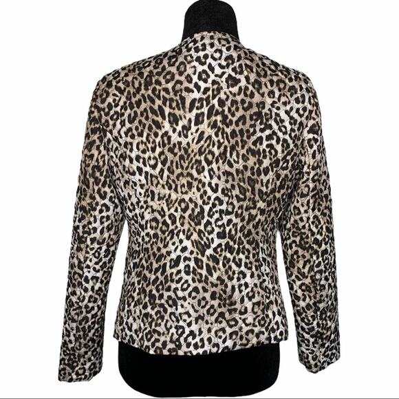 CHICO’S Leopard Quilted Neutral Animal Print Zip-up Blazer Jacket Small - Picture 3 of 11